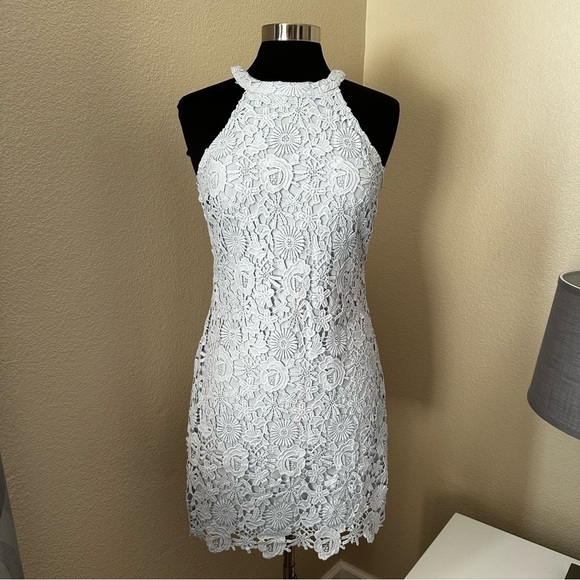 Lulu’s Love Poem Light Blue Lace Mini Dress Size M - Picture 3 of 16